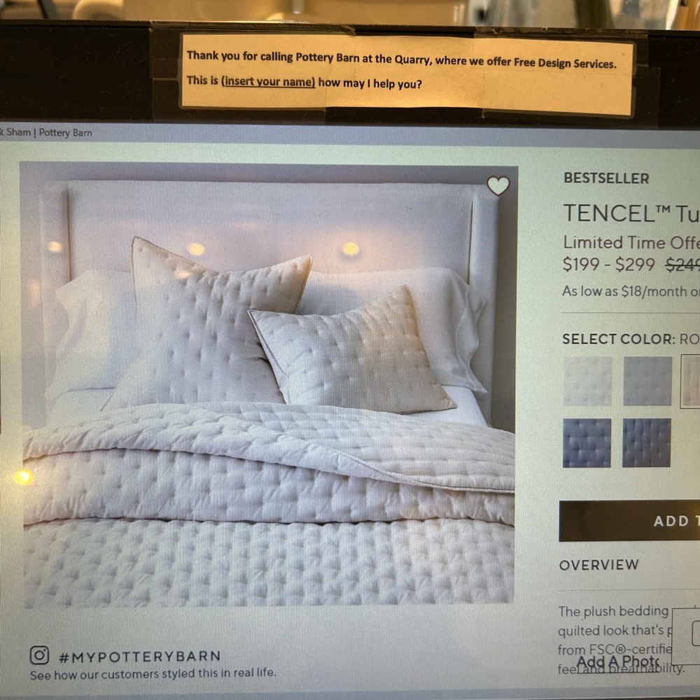 Pottery Barn tensel quilt and 2 standard shams.